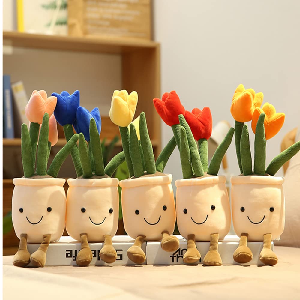 XIZHI 2Pack Tulip Plush Toy 13" Succulent Flower Pot Plush Pillow Toy