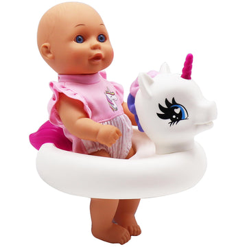 Dream Collection, Water Baby Doll in Unicorn Floater - Accessories for Realistic Pretend Play, Posable Soft Body, Star Toy, Lotion & Soap Case - 12
