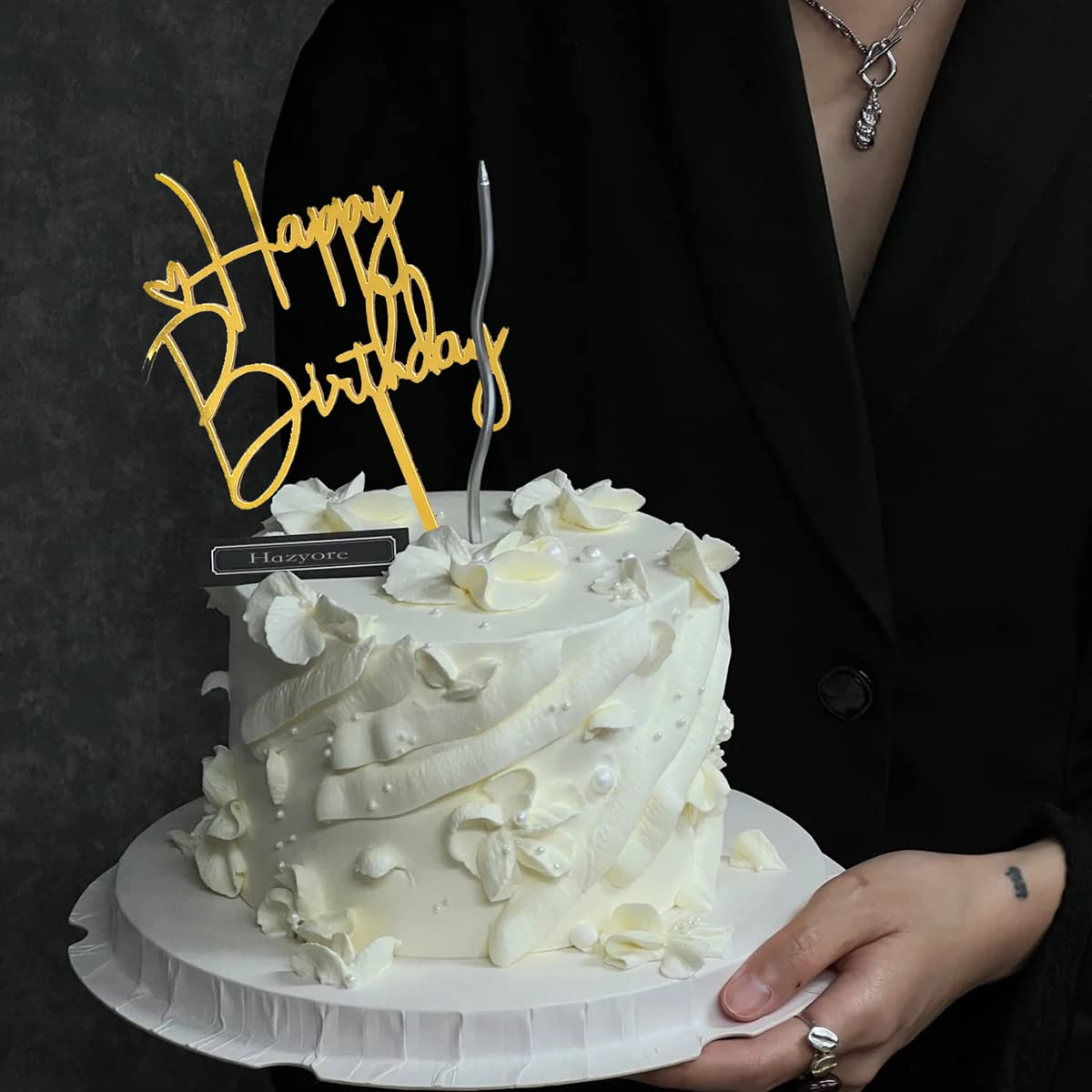 Gold Birthday Cake Topper, 6pcs Acrylic Birthday Cake Toppers Happy Birth Cake Toppers for Decorations Gold Topper for Girls Women's Party Decorations