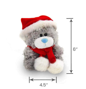 Plushland Adorable Soft and Hairy Santa Teddy Bear, Stuffed Animal -Holiday Toys - Xmas Party Favors for Kids (New Christmas Qbeba Bear Gray)