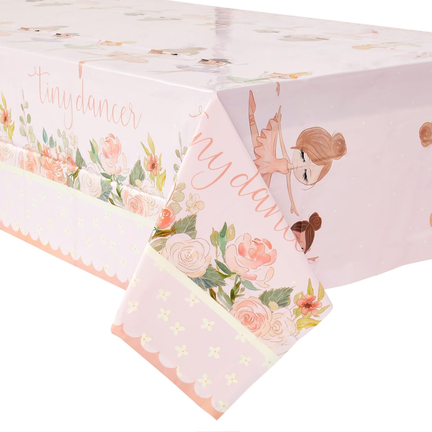 Blue Panda Tiny Dancer Tablecloths - 3 Pack, Pink, 54 x 108 in, Plastic - Birthday Table Cover for Party & Baby Shower Decoration