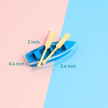 Framendino, 2 Sets Mini Rowboat Tiny Wooden Boat with Oars for Fairy Garden Accessories