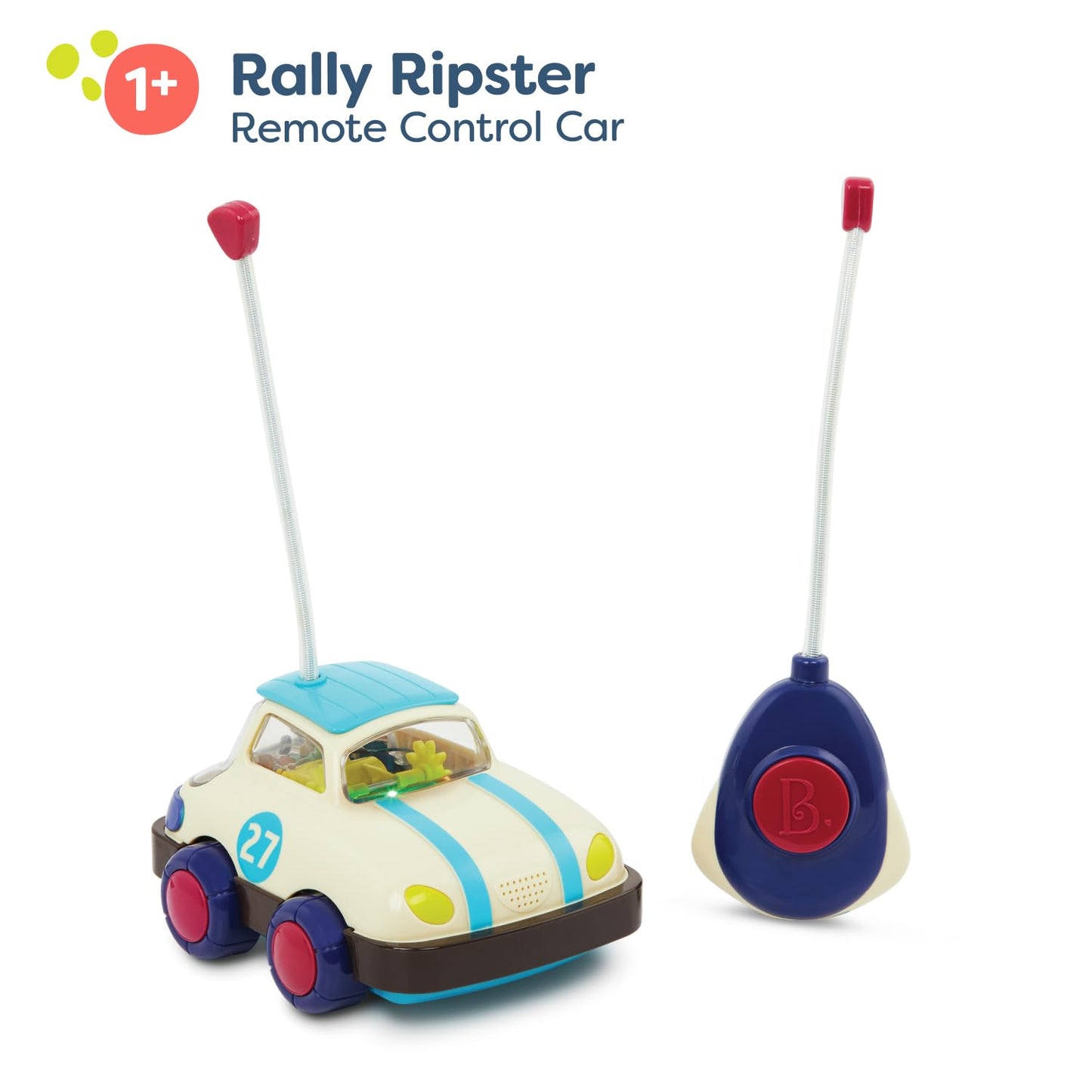 B. toys Rally Ripster RC Car for Toddlers, Light-Up Remote Vehicle