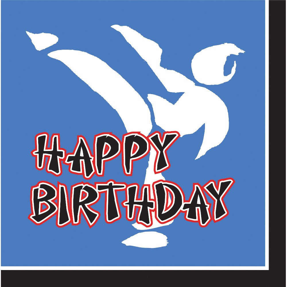 Creative Converting Black Belt Birthday Happy Birthday 16 Count 3-Ply Paper Lunch Napkins