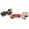 Agriculture 1/64 Bobcat 5 Piece Farm Set with Rollback, Livestock Trailer, Cow & Skid Loader 16503