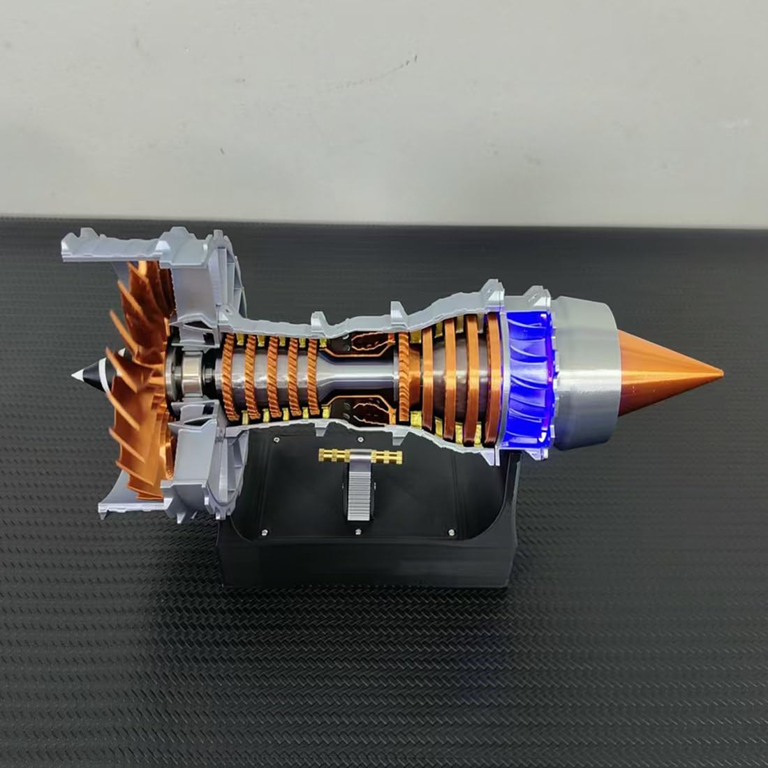 MakerTopia Turbofan Aircraft Engine Model Kit with Blue LED Light, Working Jet Engine Restoration, DIY 50+PCS Collectible Airplane Engine STEM