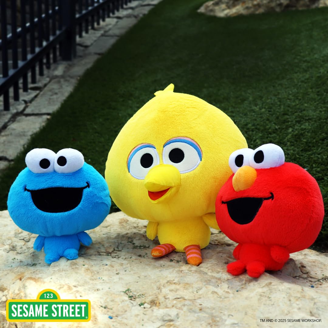 TeeTurtle Cloudheads Big Bird Plush - 8-Inch Official Sesame Street Big Bird Stuffed Animal with Embroidered Details - Soft Cuddly Plush Toys