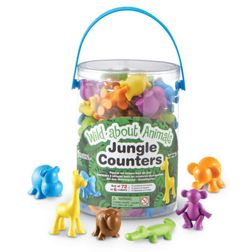 Learning Resources Wild About Animals Jungle Counters - Toddler Counting Toys, Zoo and Safari Animal Figures, Color Sorting Math Manipulatives, Fine