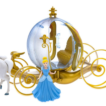 Disney Store Official Cinderella Doll, Horses, & Carriage Play Set - Princess Toys - Light-Up Glittering Pumpkin Coach & Accessories