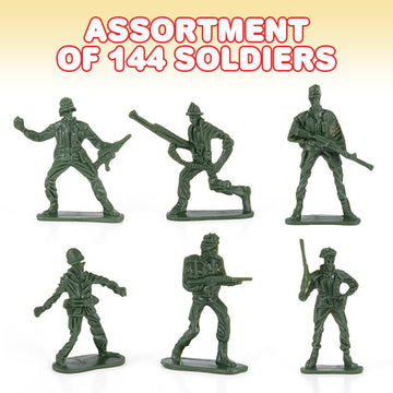 ArtCreativity Little Green Army Men Toy Soldiers, Bulk Pack of 144 Military Toys Figurines, Plastic Army Guys Playset, Action Figures in Assorted