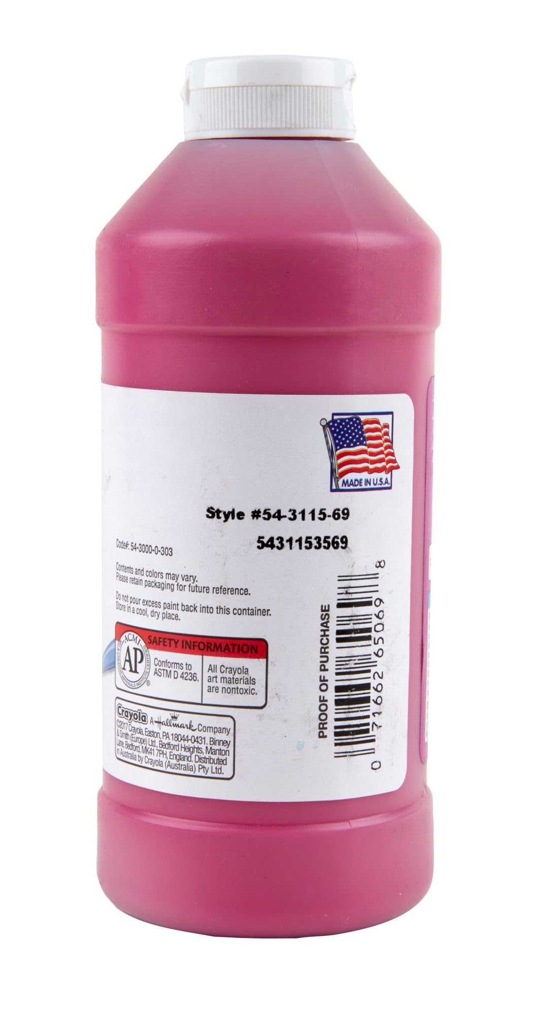Crayola Washable Tempera Paint, 16 oz., Magenta, Nontoxic, 1 Piece, Great for Classroom Projects and Creative Activities