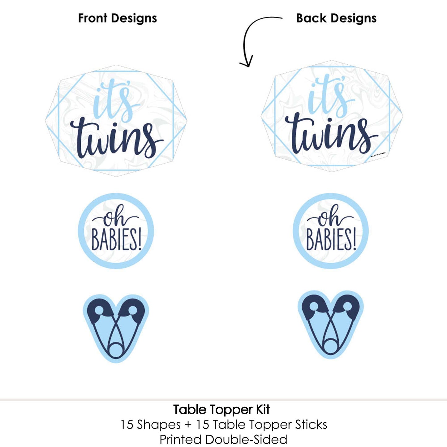 Big Dot of Happiness It's Twin Boys - Blue Baby Shower Centerpiece Sticks - Table Toppers - Set of 15