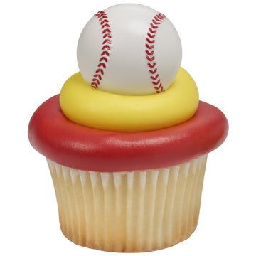 DecoPac Baseball Rings, Cupcake Decorations, Baseball Cupcake Toppers, Food Safe - 24 Pack