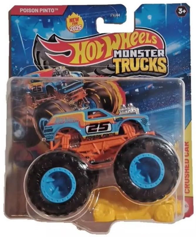 Hot Wheels Monster Trucks Poison Pinto 3/12 Freestyle Wreckers Diecast 1:64 Scale