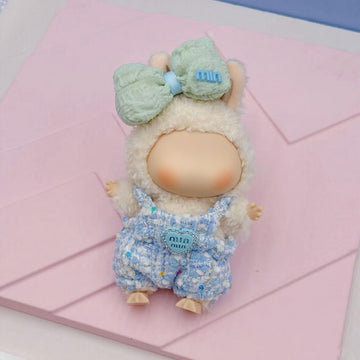 17cm Clothes Set(No Doll), Hat & Overalls Set for 17cm Dolls Clothes Accessories Suit, Cute Clothing for labuu Dress up(Blue)