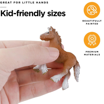Liberty Imports 12 Pcs Deluxe Plastic Horse Figure Toy Set for Kids - Realistic Miniature Toy Pony Figurines Bulk Animal Variety Cake Toppers Gift