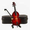 Dselvgvu Wooden Miniature Double Bass with Stand, Bow and Case Mini Musical Instrument Contrabass Replica Collectible Figurines Upright Bass Model
