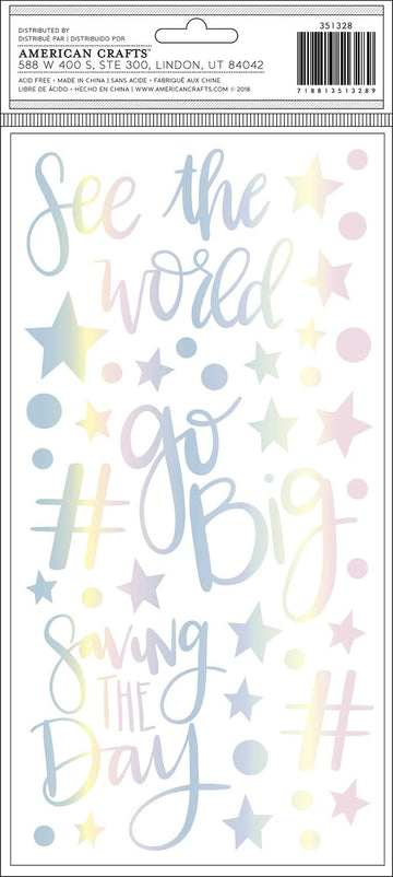 American Crafts Thickers Shimelle Sparkle City Phrases & Icons Stickers - Sparkle, 101pcs