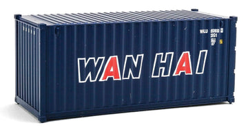 Walthers SceneMaster HO Scale Model of Wan Hai (Blue, White, red A Lettering) 20' Corrugated Container,949-8066
