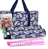 Mose Cafolo American Mahjong Set, Blue Paisley Carrying Bag,166 Premium White Tiles,4 All-in-One Color Rack/Pushers Complete Mahjong Tiles Set (Ma