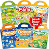 CREATIVETREES 6 Sets Reusable Sticker Book for Toddlers 3-6, Jelly Stickers Book for Kids, Travel Sticker Activity Toys for Childs 3 4 5 6 Years Girls