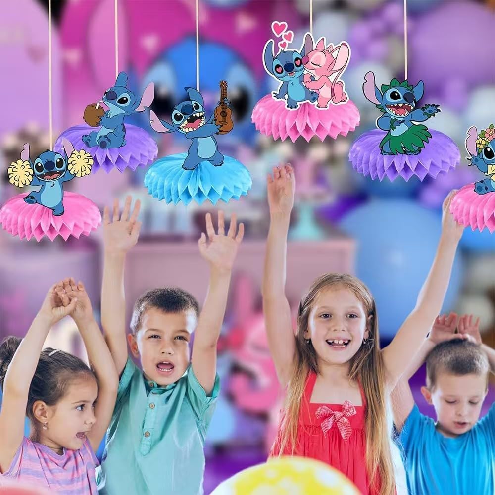 For Stitch birthday party supplies, 9Psc honeycomb center decorations, Stitch party decorations, double-sided desktop , center decorations for parties