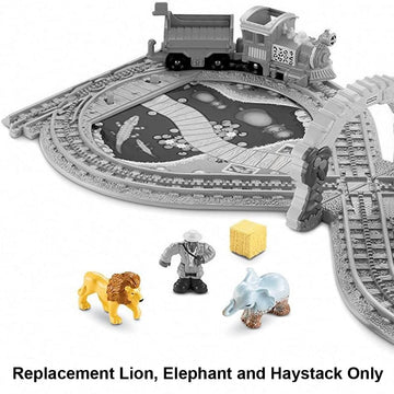 Fisher-Price Replacement Parts GeoTrax On The Go Zoo Playset N4799 - Replacement Lion, Elephant and Haystack Figures