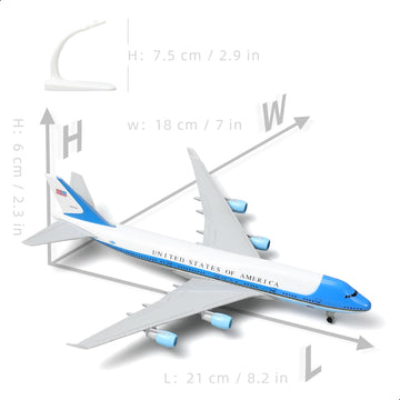 QIYUMOKE 1/300 Air Force One Metal Airplane Model 747 with Stand (7.8-inch L) for Boeing 747 VC-25A Diecast Airplane Model kit for Adult Aviation