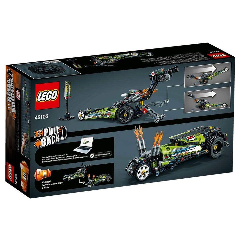 LEGO Technic Dragster 42103 Pull-Back Racing Toy Building Kit (225 Pieces)
