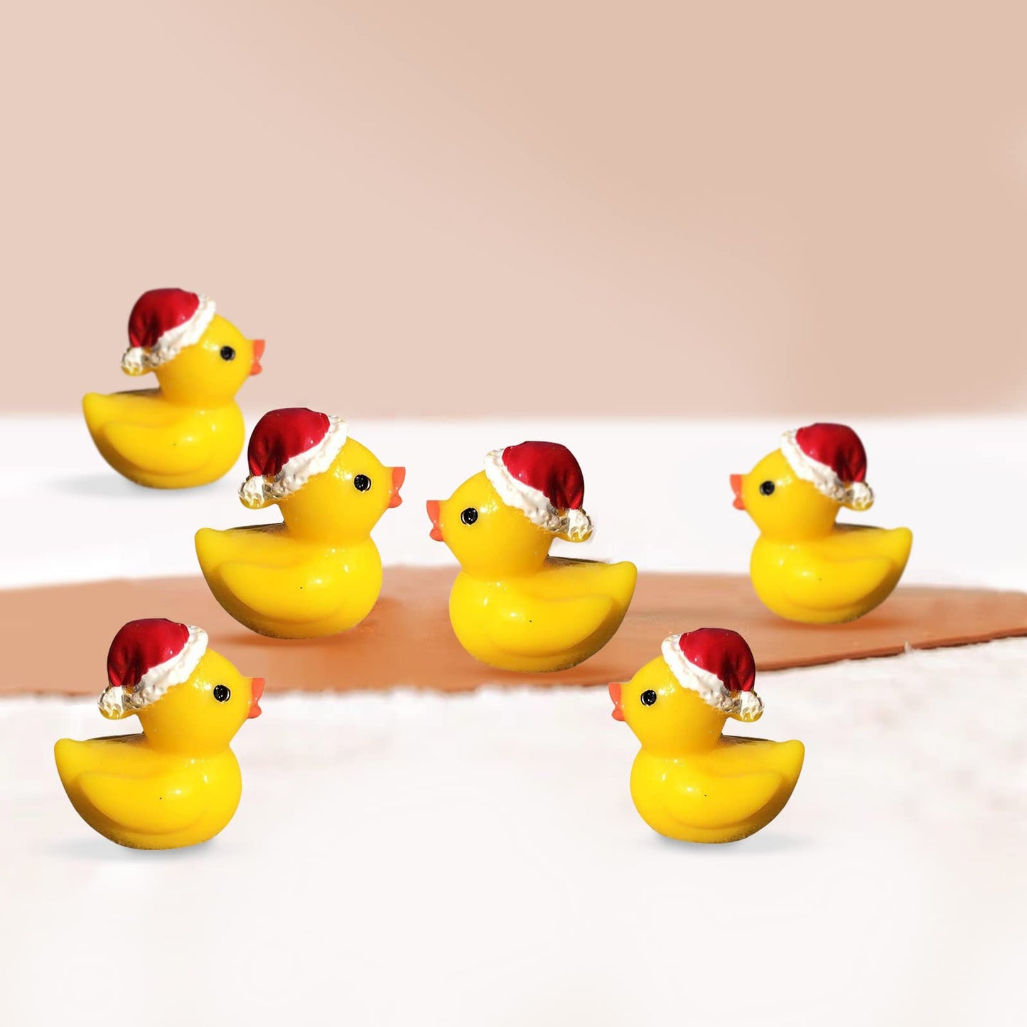 EOMTUR 50PCS Mini Christmas Ducks Exquisite Mini Duck Figures Small Rubber Ducks for Reunion Decoration Birthday Bath Cake Ornament (Yellow)