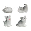 4 Pcs Mini Gray Cat Figurines in Different Poses - Cute Resin Kittens for Fairy Garden Accessories, DIY Terrarium Crafts, Moss Landscapes, Home