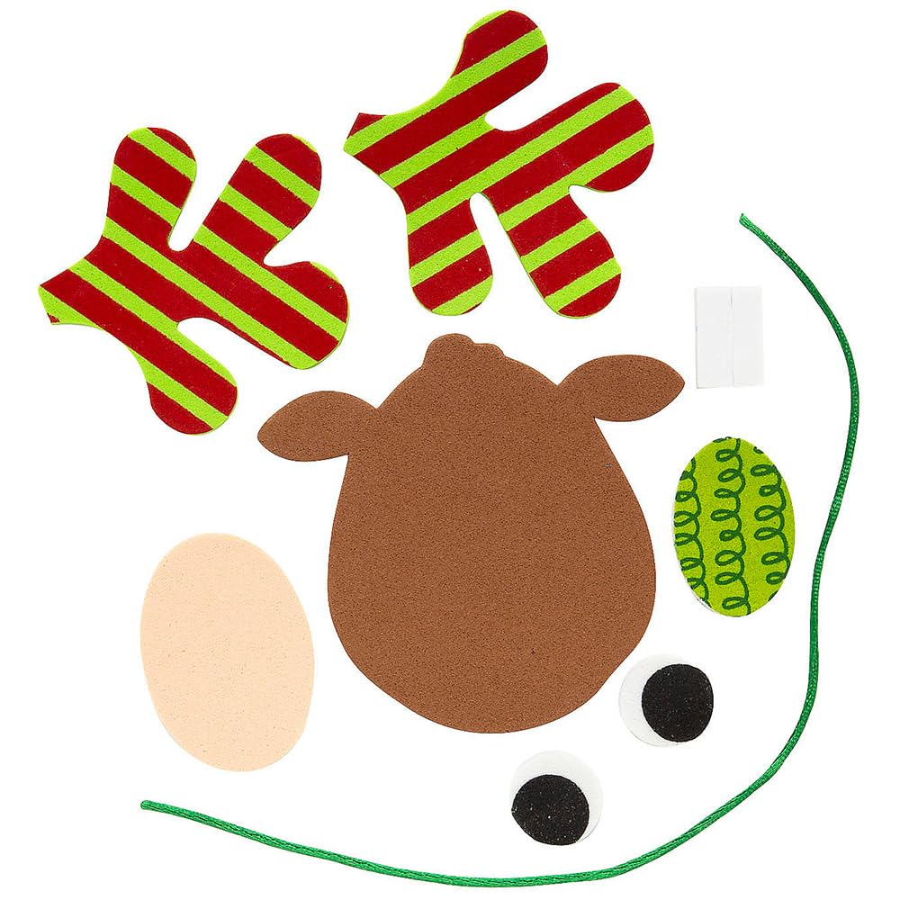 Foam Patterned Reindeer Ornament Craft Kit - Makes 12 - Crafts for Kids and Fun Home Activities