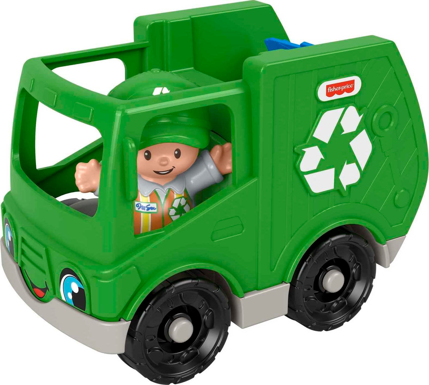 Fisher-Price Little People Recycle Truck, push-along vehicle with figure and play accessory for toddlers and preschool kids ages 1-5 years