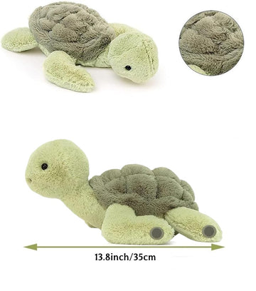 XIYUAN 13.8inch Weighted Plush Cute Turtle Stuffed Animals,Soft Sea Turtle Plush Toy, Green Tortoise Plushies Dolls Pillow Present for Kids, Babies