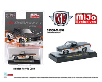M2 Machines 1:64 1992 Chevrolet C1500 SS 454 Two-Tone White with Grey - MiJo Exclusives Limited Edition Diecast Vehicle Toy Model