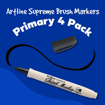 Artline A Cat's Journey (Coloring Book): By Becca's Artsy Corner, Collab, Featuring Supreme Brush Markers with Flexible Tip, Multi-Color, 4 Pack