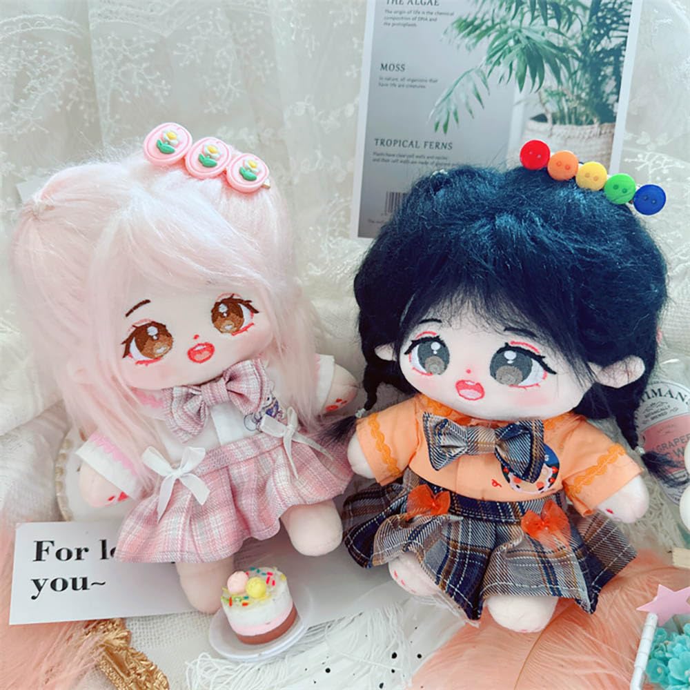 niannyyhouse 20cm Plush Doll Clothes Hairpin Shirt Skirt Jk Uniform Set 8in Soft Stuffed Plush Toy Dress Up Accessories (Pink)