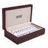 Silverman & Co. Double 6 Large White Domino Set - Brown Case