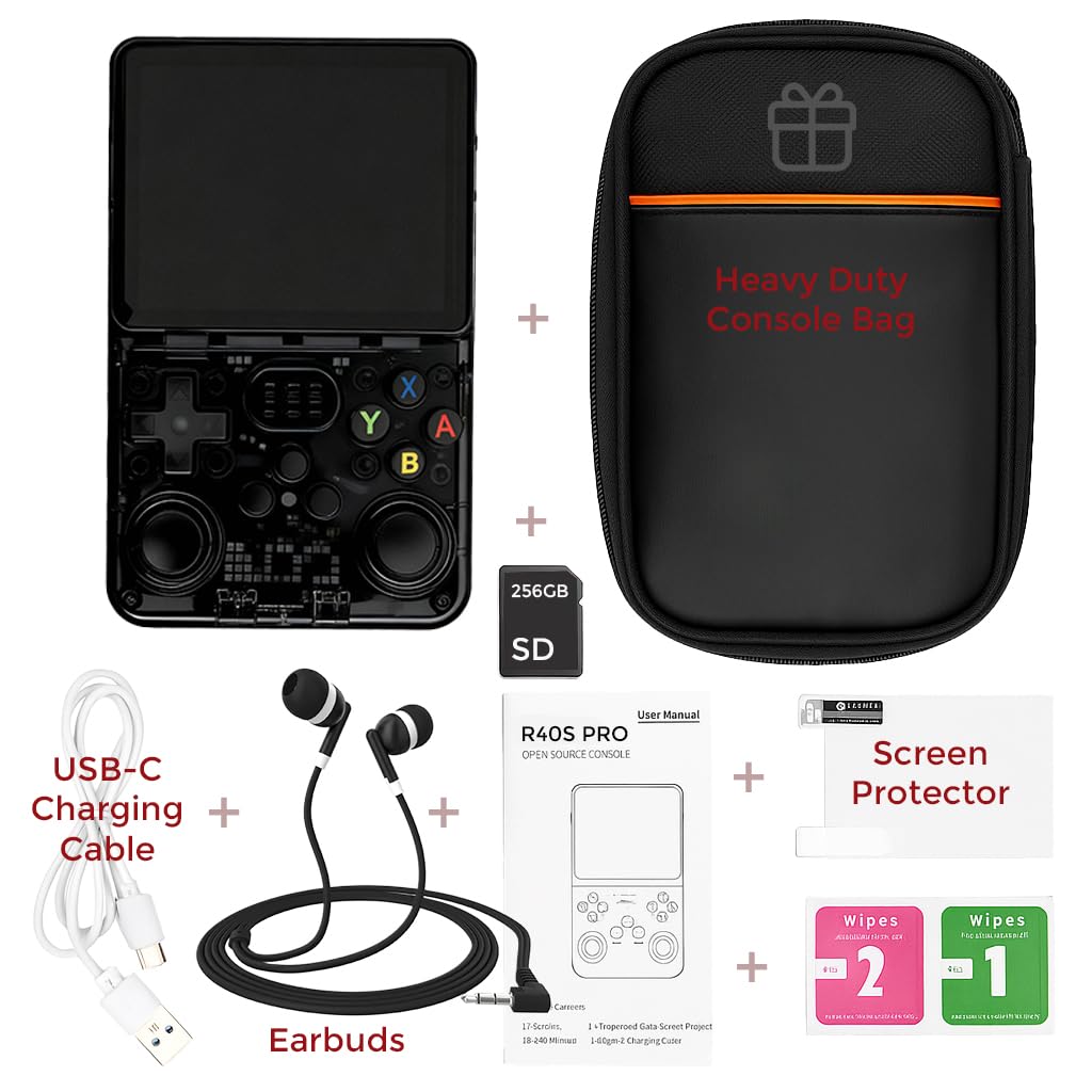 uMadeUs R40S PRO Handheld Console 3.5in IPS Linux Portable Retro Device (Black)
