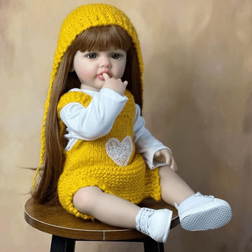 GUESSBELLY 55cm Full Body Vinyl Reborn Doll Girl Baby 22inch Lifelike Long Hair Princess Newborn Toddler Baby Bath Toy for Kids Lovely Birthday Gift