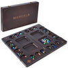 VAMSLOVE Mancala 4 Player Board Game Set, Luxury Solid Wood Folding Mancala Board, 96+12 Bonus Multi Color Glass Stone Beads Game Instructions