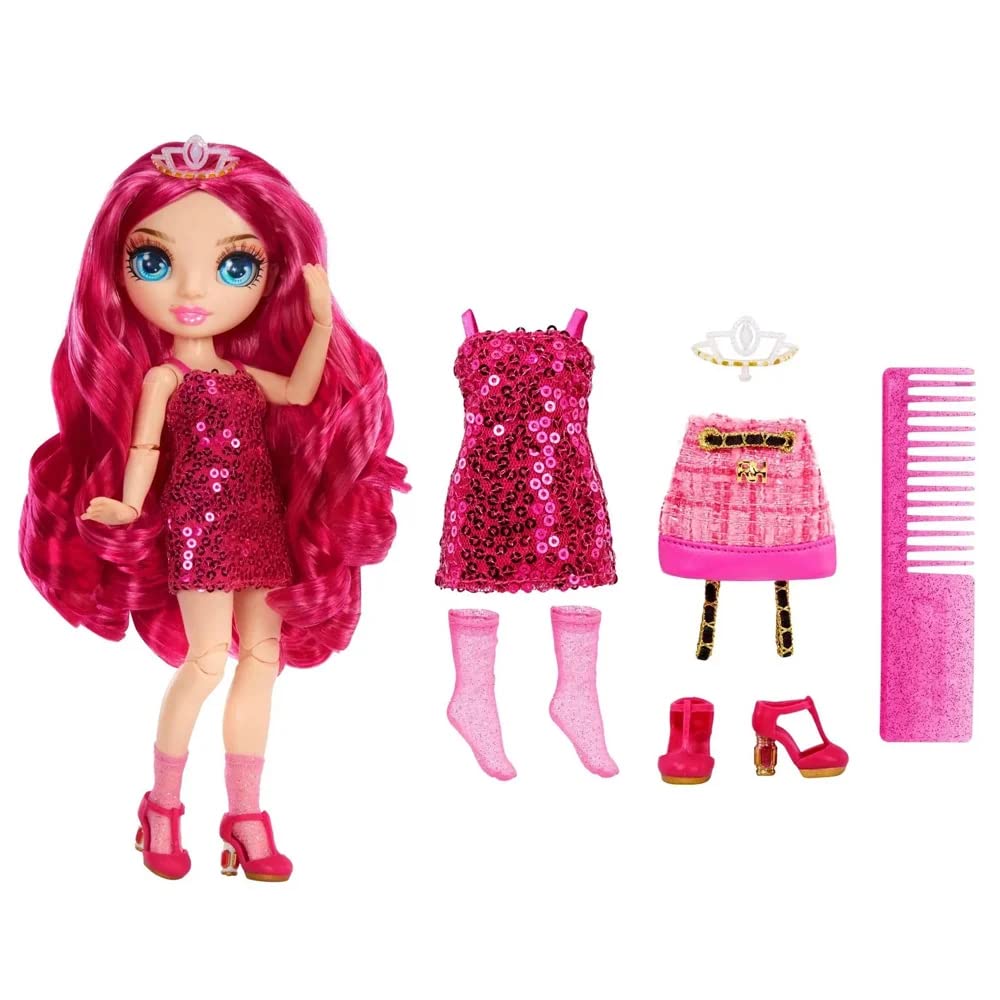Rainbow High Jr High Series 2 Stella Monroe- 9" Fuchsia Pink Posable Fashion Doll with Designer Accessories and Open/Close Backpack. Great Toy Gift