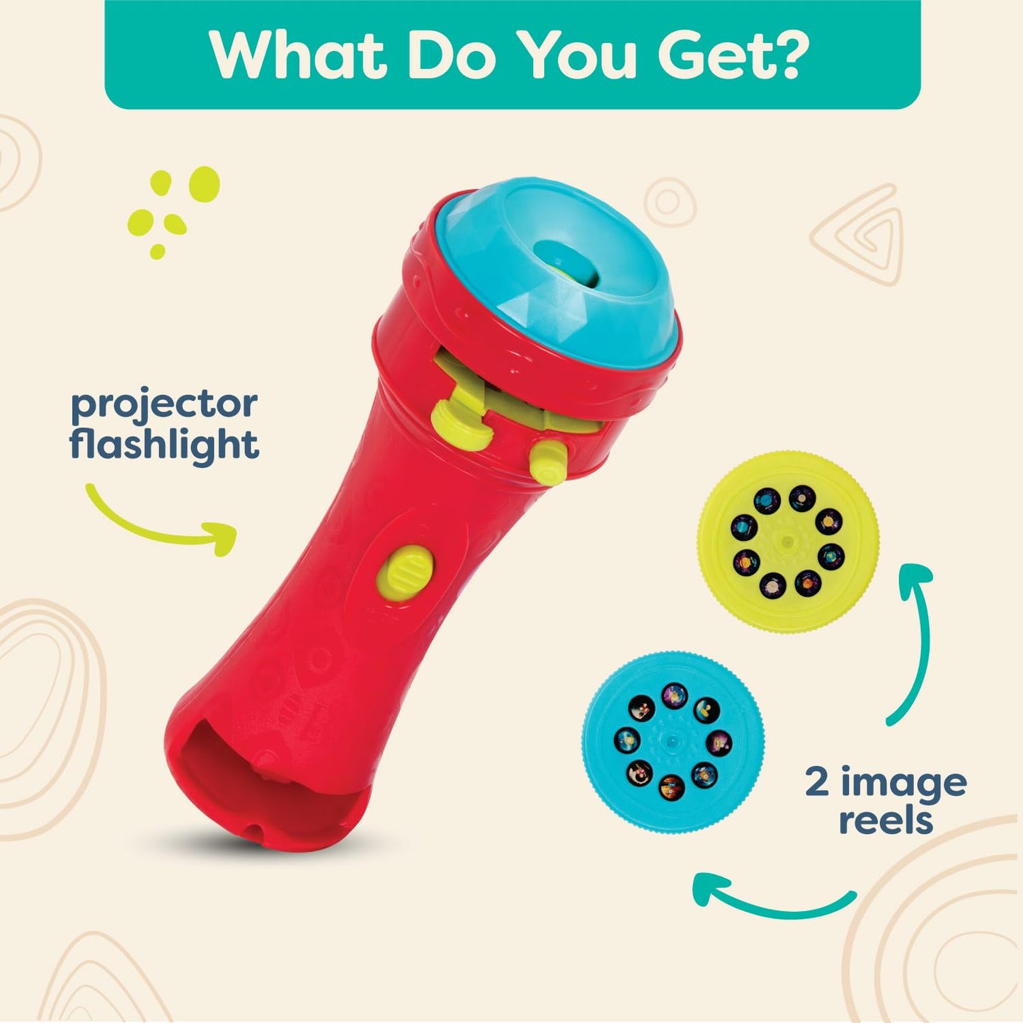 B. toys Light Me to The Moon Flashlight, 2 Image Reels, Red, 3-Piece Set