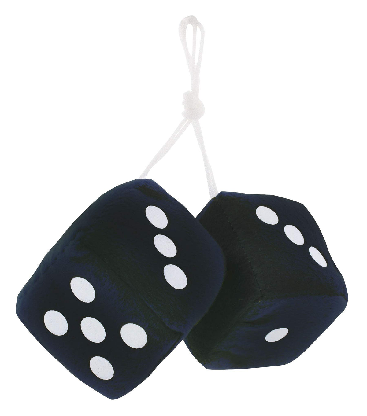 United Pacific C5038K 3”x 3” Classic Hanging Fuzzy Dice, Soft & Fuzzy Hanging Mirror Dice, Decorative Hanging Fuzzy Dice - Black/White Dots - ONE Pair