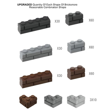 Classic Building Bricks, Three Colors 300 Pcs Masonry Profile Bricks, Wall Bricks Blocks, 1X2, 1X4, Brick Corner Compatible with Lego Parts and Pieces