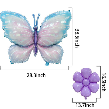 BIEUFBJI Butterfly Balloons Gradient Purple Colorful Butterfly Foil Balloons Birthday Party Flower Decoration Flower Theme Party Balloon Decoration