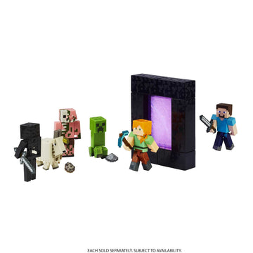 Minecraft Alex Action Figure, 3.25-in, with 1 Build-a-Portal Piece & 1 Accessory, Building Toy Inspired by Video Game, Collectible Gift for Fans
