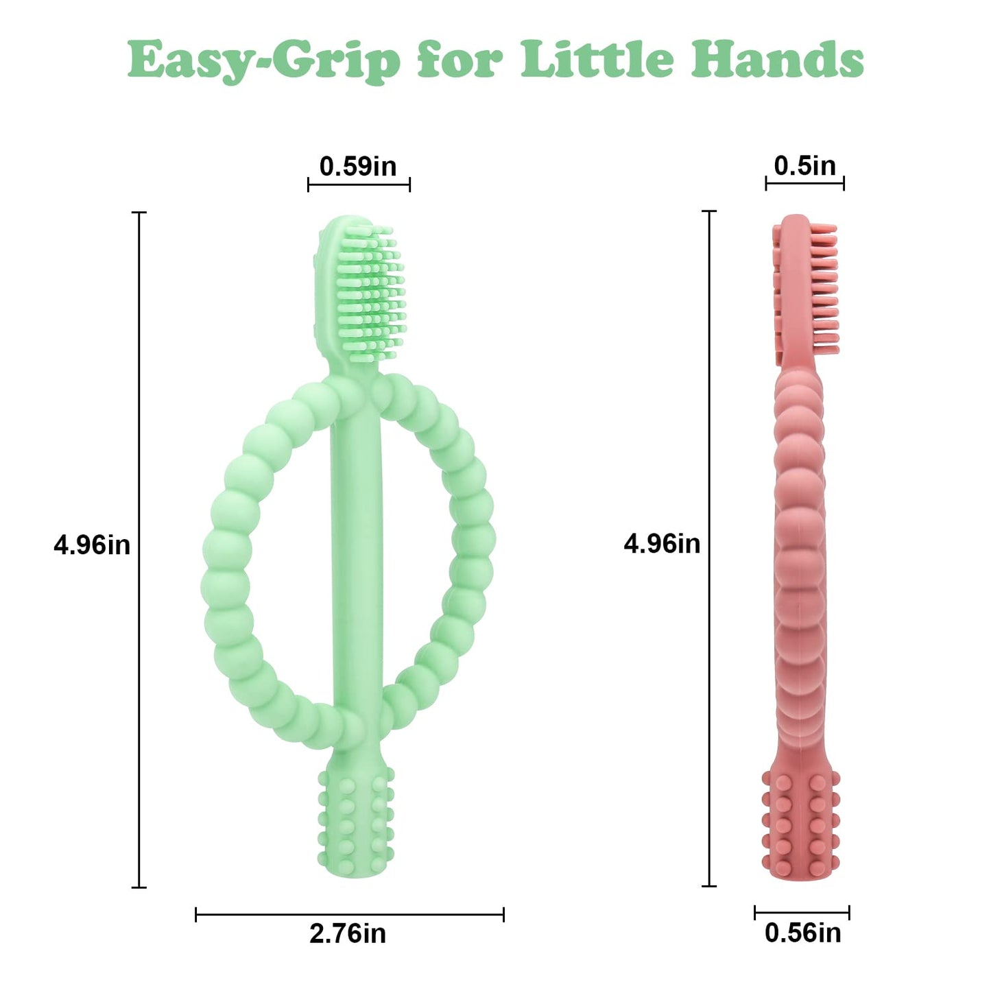 Baby Teething Toys with Easy-Hold Handle, Silicone Infant Toothbrush, Textured On Both Sides Helps Massage, Soothe Sore Gums, Teething Toys for Babies