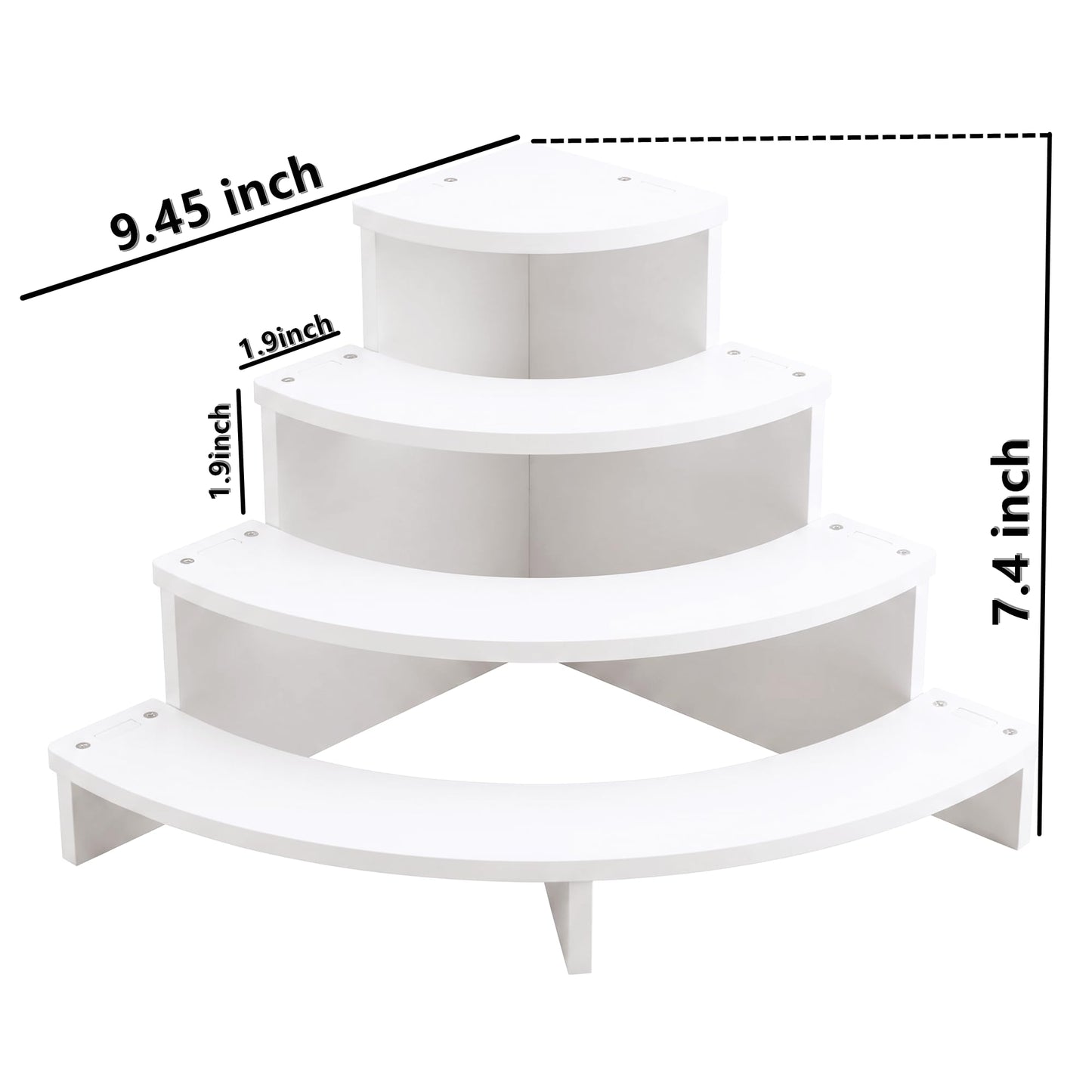 2PCS Tier Corner Shelf Display Riser for Figurines - Curved Wooden Display Shelf for Mini Figures, Collectibles, Space Saving Desktop Display Stand