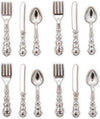 1Set Silver 1/12 Miniature Silverware Knife Fork Spoon Dollhouse Decoration Accessories, Accessories Décor,Dollhouse Kitchen Accessories